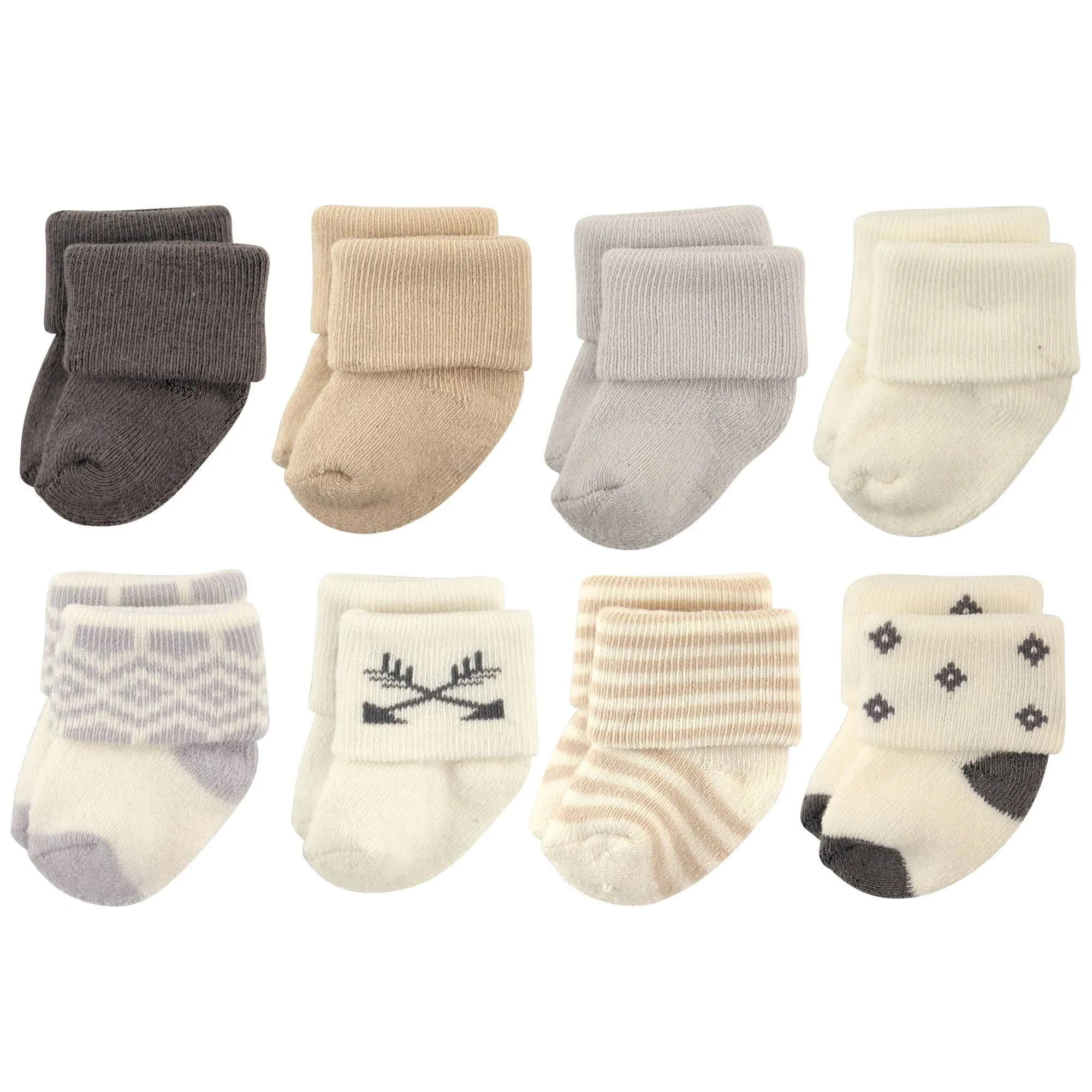 Hudson Baby 8-Pack Cotton Rich Newborn and Terry Socks