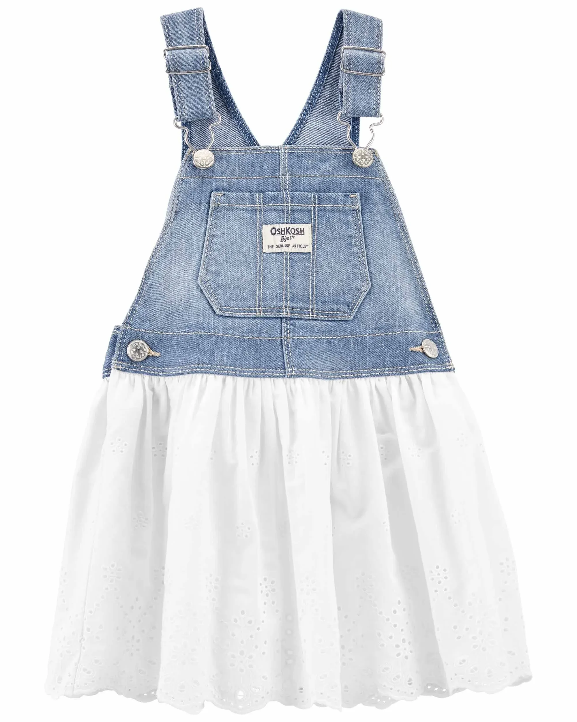 OSHKOSH Toddler Denim Eyelet Jumper Dress 2T, NWT