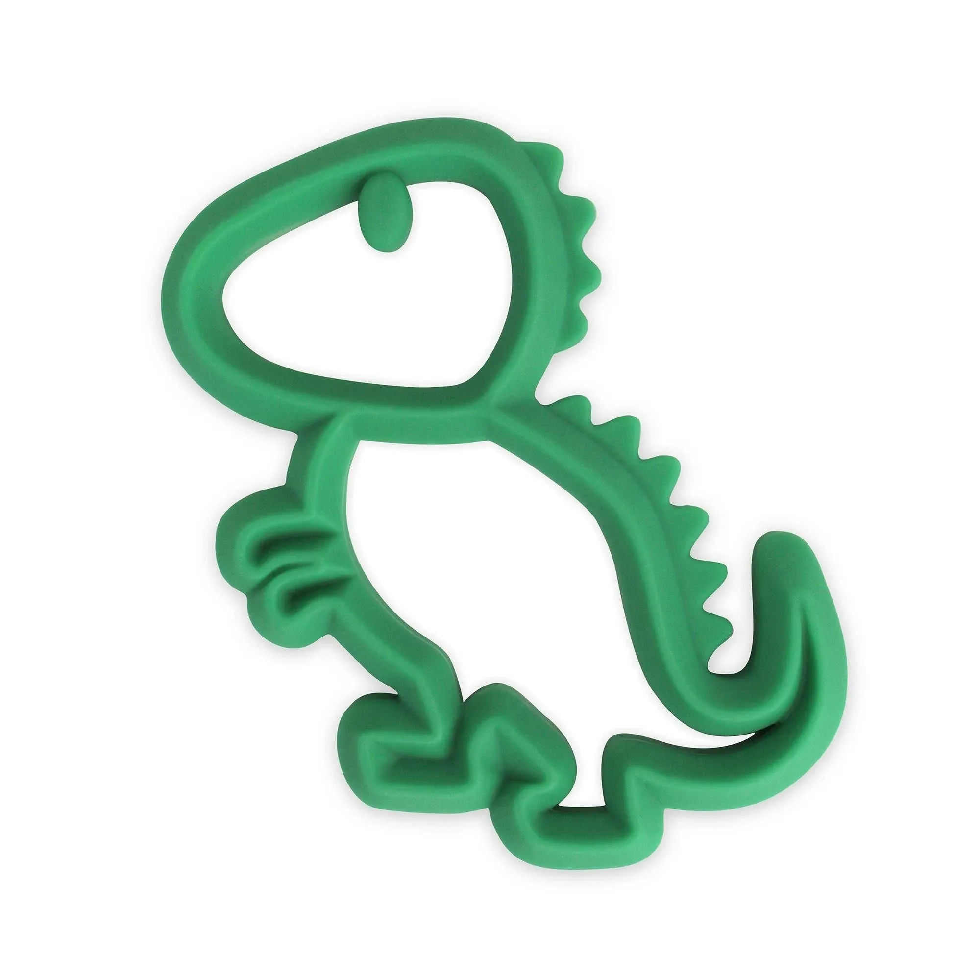 Itzy Ritzy Silicone Baby Teether – BPA-Free Infant Teether with Easy-to-Hold Design & Textured Back Side to Massage & Soothe Sore, Swollen Gums - Teething Toy for 3 Months & Up - Dinosaur