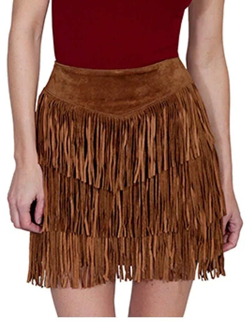 Scully Womens Cinnamon Boar Suede Fringe Skirt