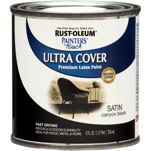 Rust-Oleum Ultra Cover Satin Canyon Black Paint Exterior & Interior 8 oz