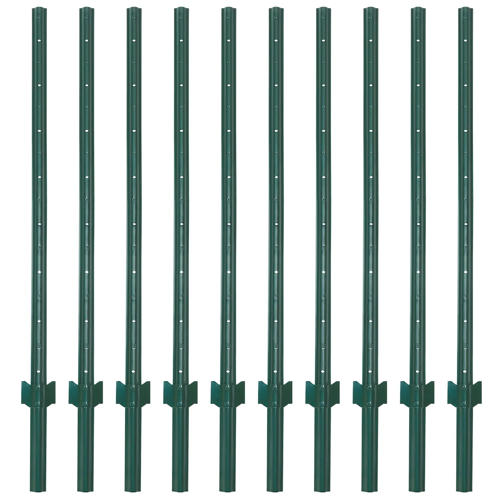 LADECH 3-4-5-6-7 Feet Sturdy Duty Metal Fence Post - Garden U Post for Fencing - 10 Pack (5 Feet)