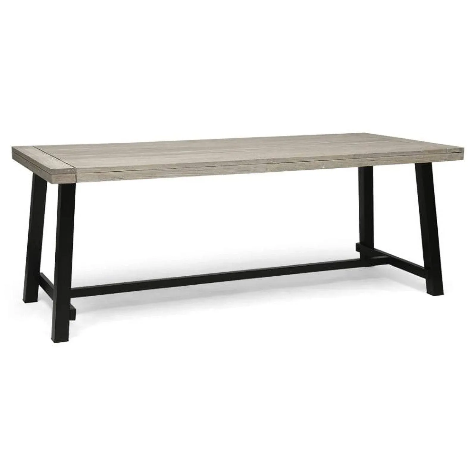 Beau Outdoor Eight Seater Iron Dining Table, Light Gray and Black Finish