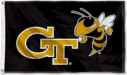 College Flags & Banners Co. Georgia Tech Yellow Jackets Black Flag