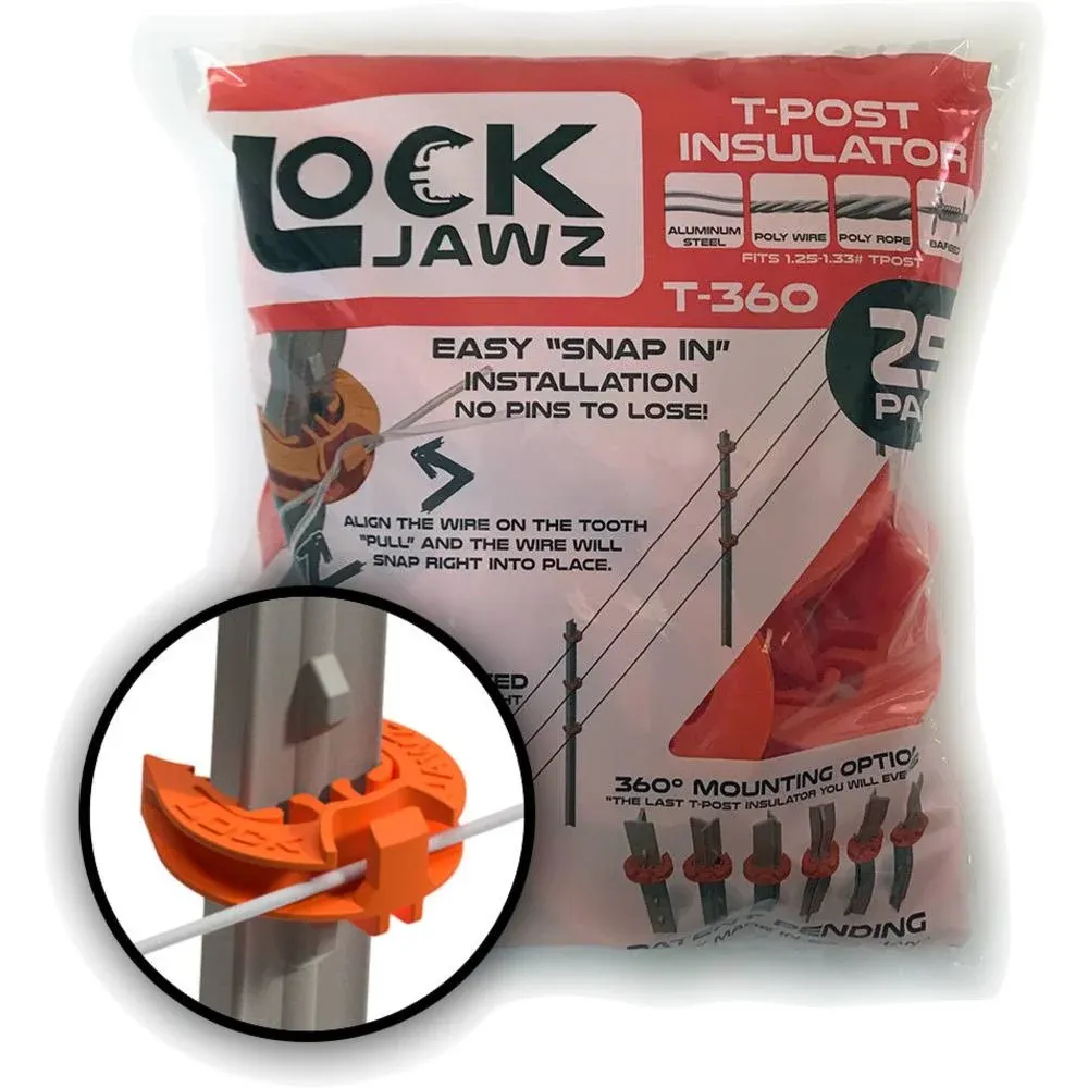 LockJawz T-Post Fence Insulator Orange