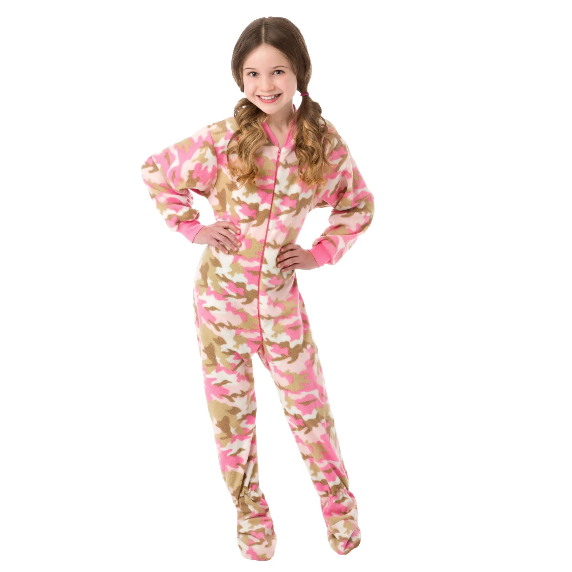 Big Feet Pjs Big Girls Pink Camo Kids Footed Pajamas One Piece Sleeper