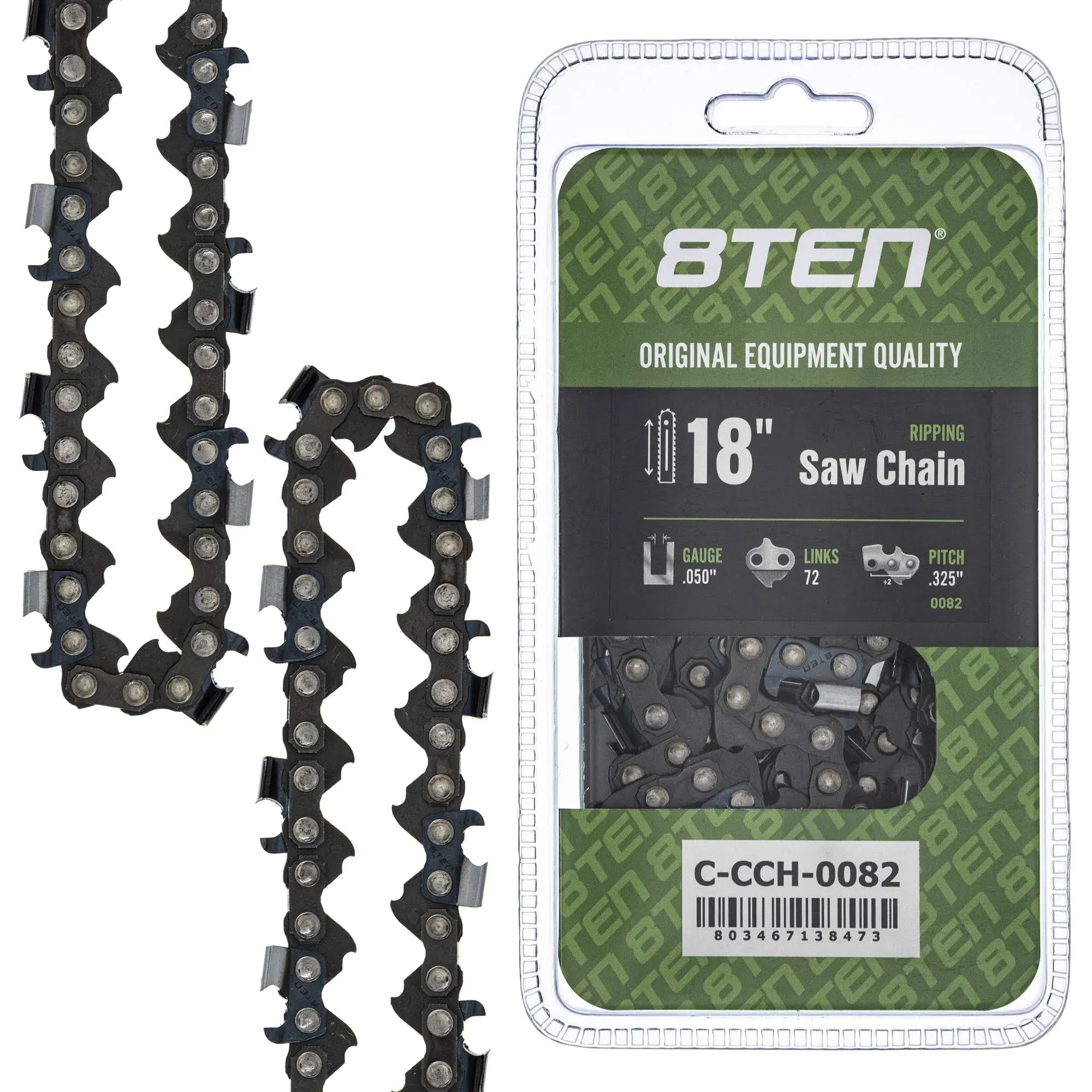 8TEN Ripping Chainsaw Chain 18 Inch .050 .325 72DL for Echo CS450 Husqvarna 50 55 455 460 Rancher Poulan 285