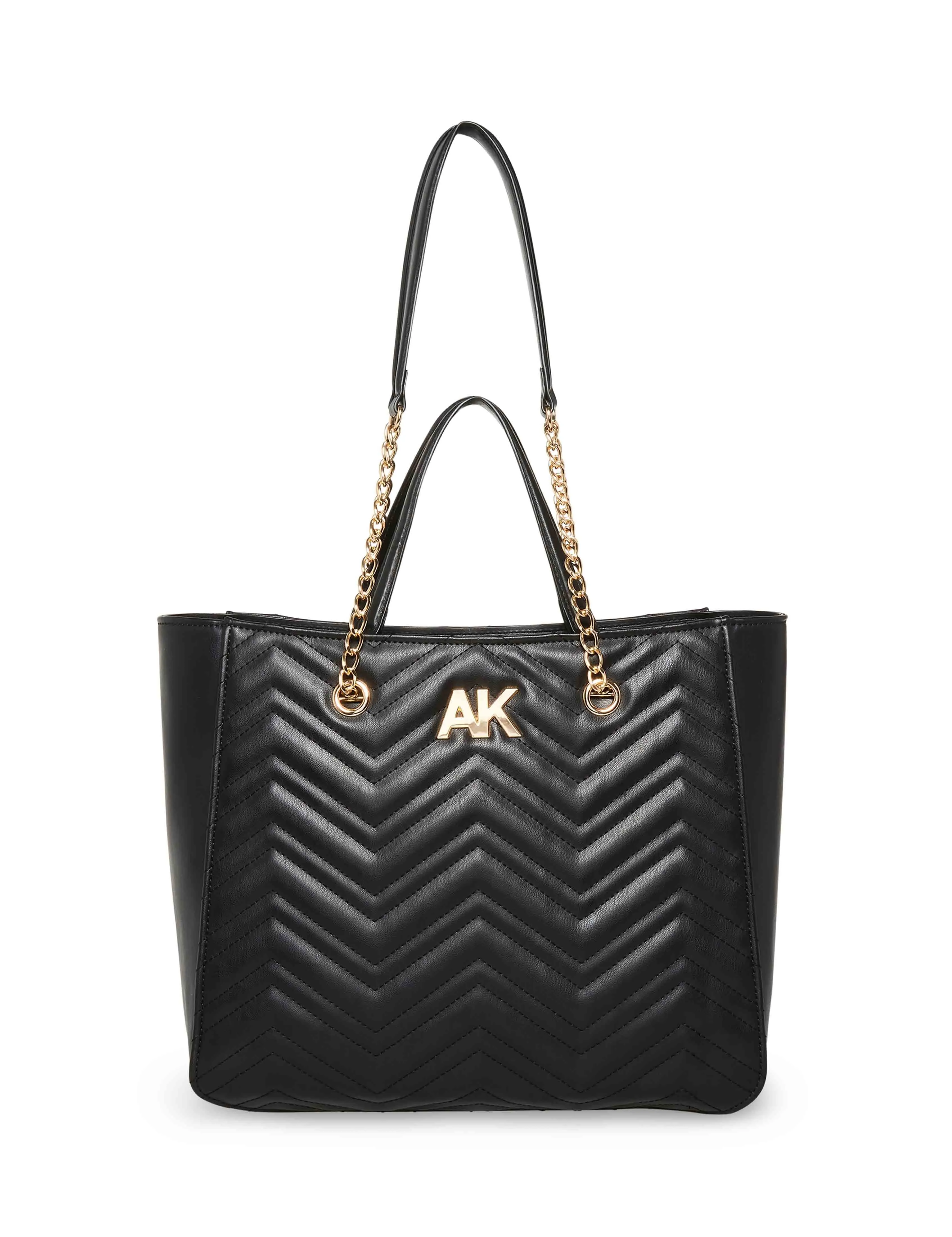 Quilted Double Handle Large Tote In Black