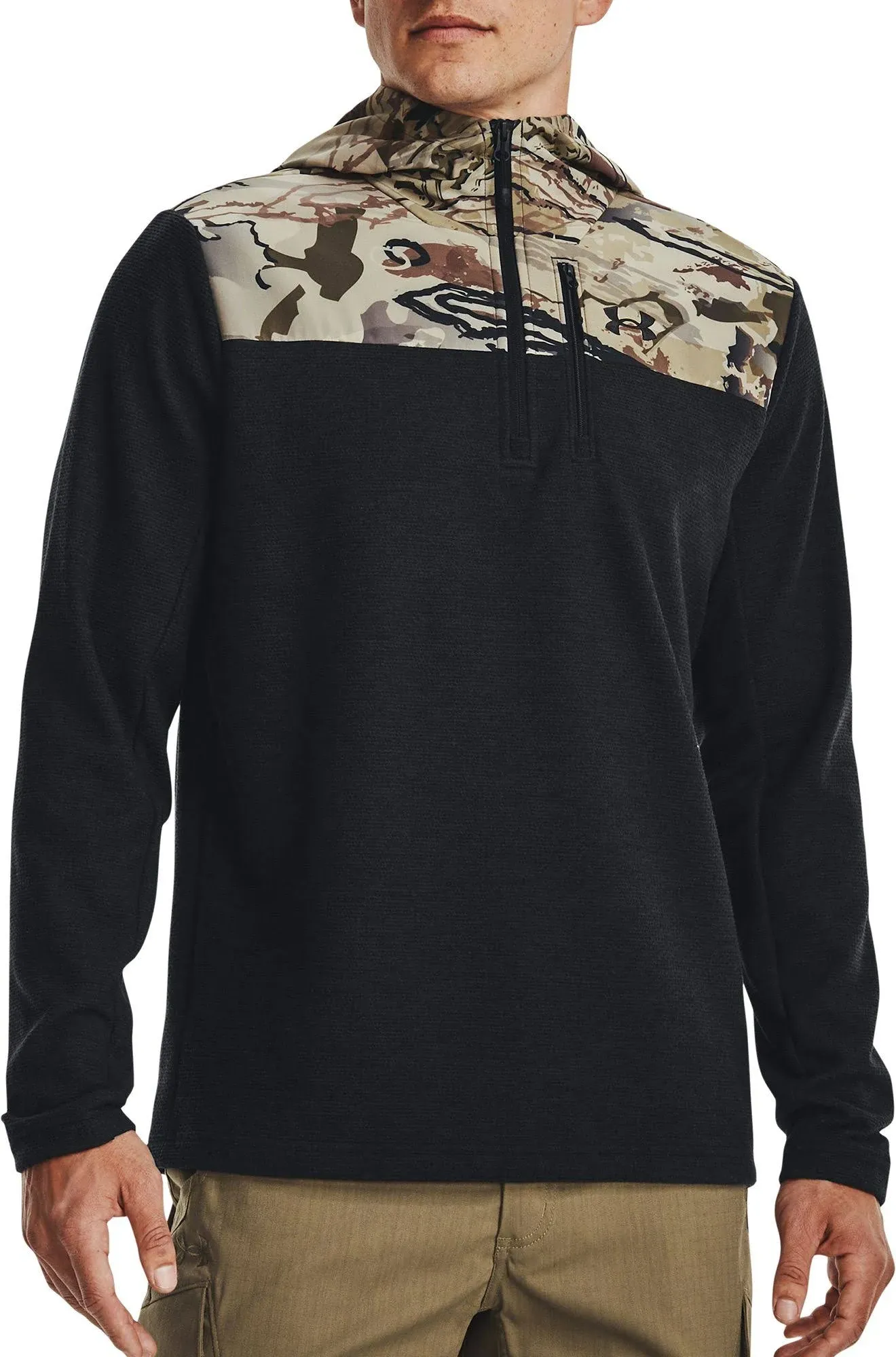 Under Armour Specialist Grid Half Zip Hoodie Barren Camo Men Size 3XL Black NEW