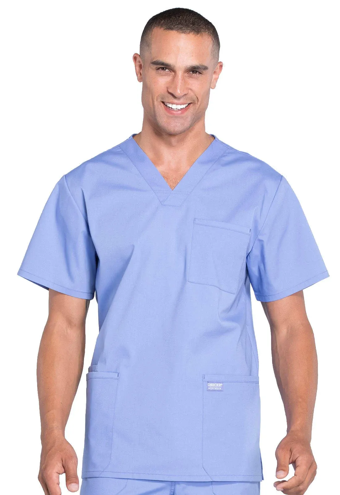 "Men's V-Neck Utility Solid Scrub Top"