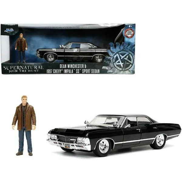 Jada Supernatural 1/24 Diecast Dean Winchester &amp; 1967 Chevy Impala SS Sport S