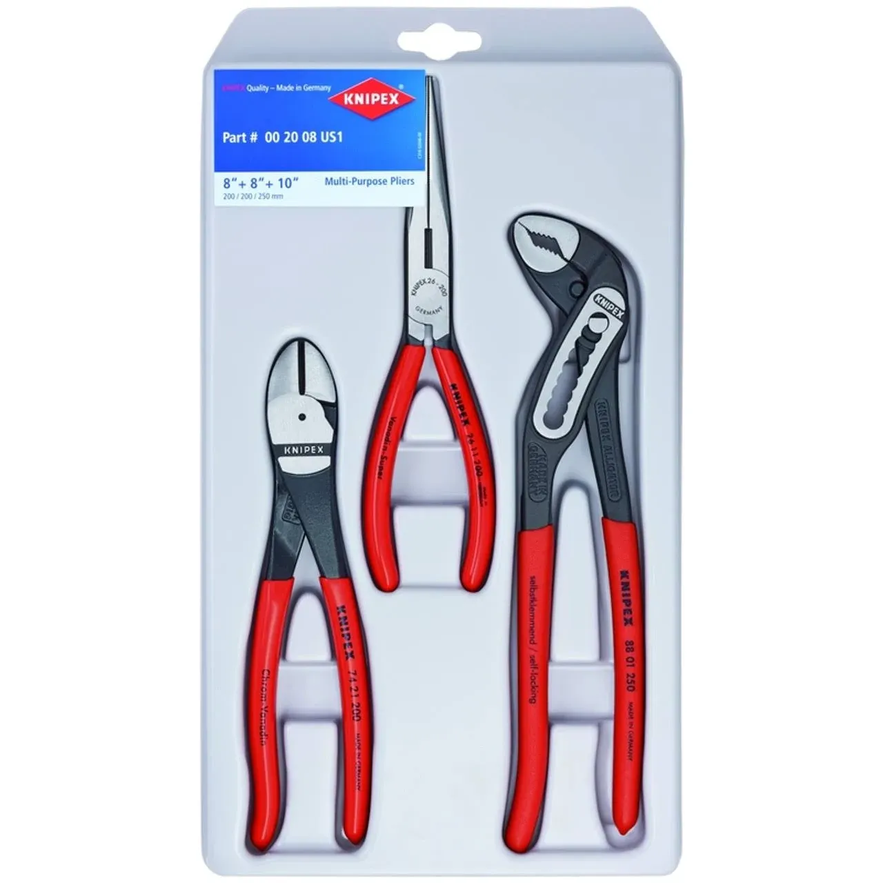 Knipex 3 Piece Universal Pliers Set with Alligator Pliers