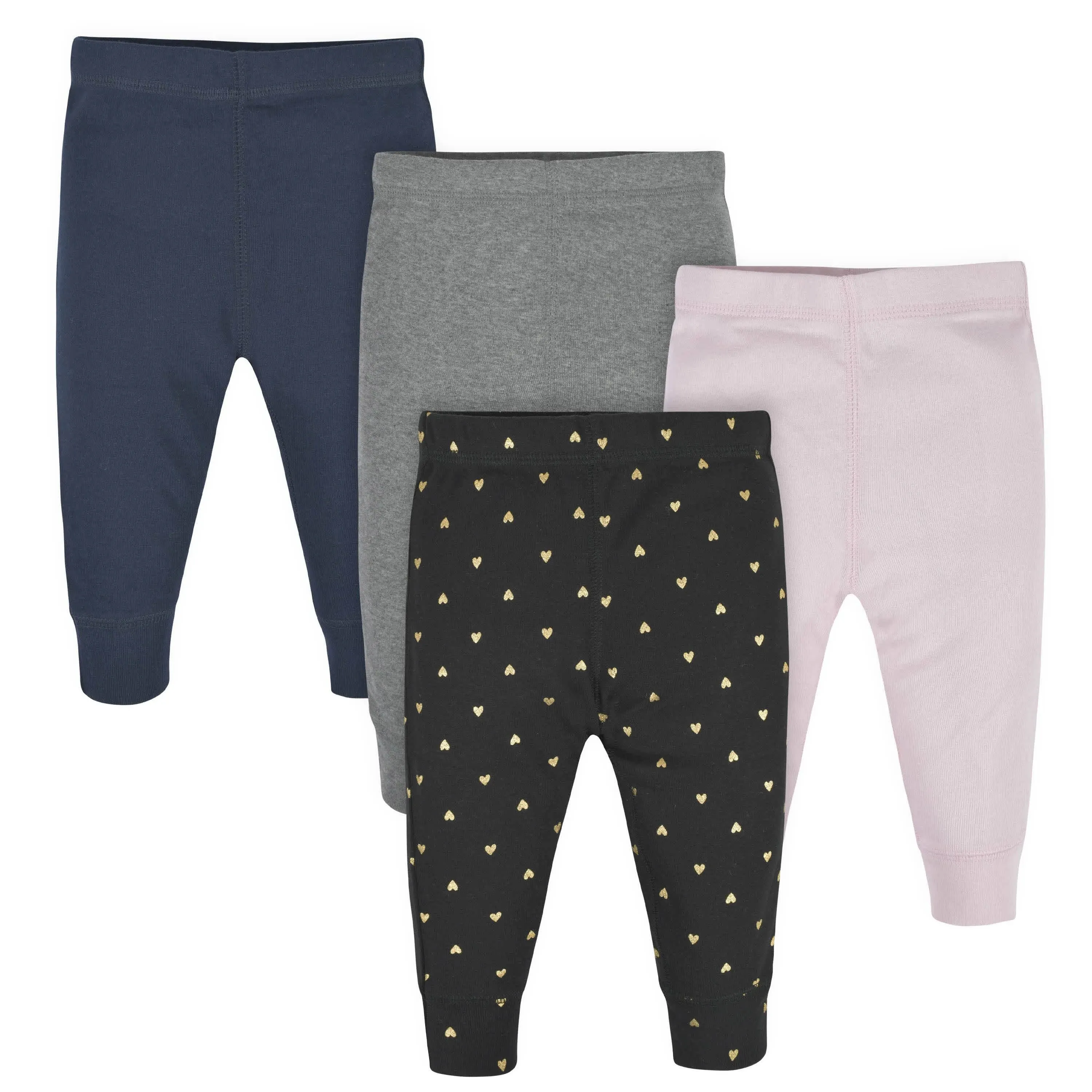 Gerber 4-Pack Baby Girls Hearts Active Pants - 0-3mo