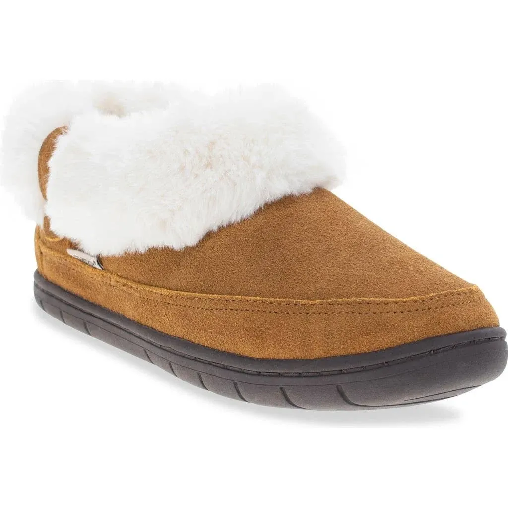 Faux Fur Trim Bootie Slipper (Women)