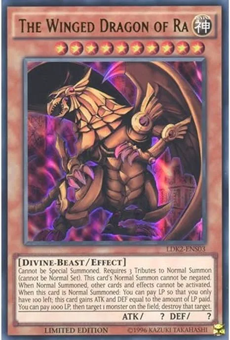 YuGiOh : Ldk2-ens03 Limited Ed The Winged Dragon of RA Ultra Rare Card - ( Yu-Gi ...