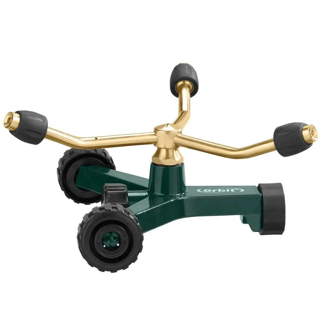 Brass 3-Arm Adjustable Sprinkler with Wheel Base