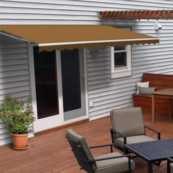 ALEKO RETRACTABLE 10' X 8' PATIO AWNING 10FT X 8FT (3M X 2.5M) SOLID SAND AW10X8SAND31-HD