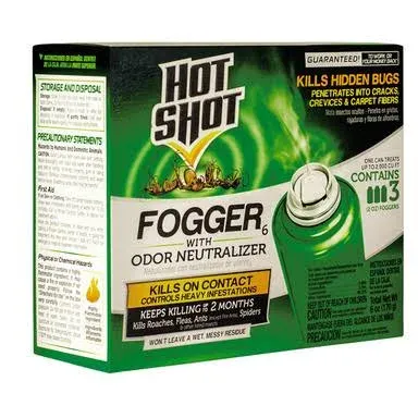 HOT SHOT HG-96180 Fogger With Odor Neutralizer, Insect Killer, 2 oz., 3-Pk.