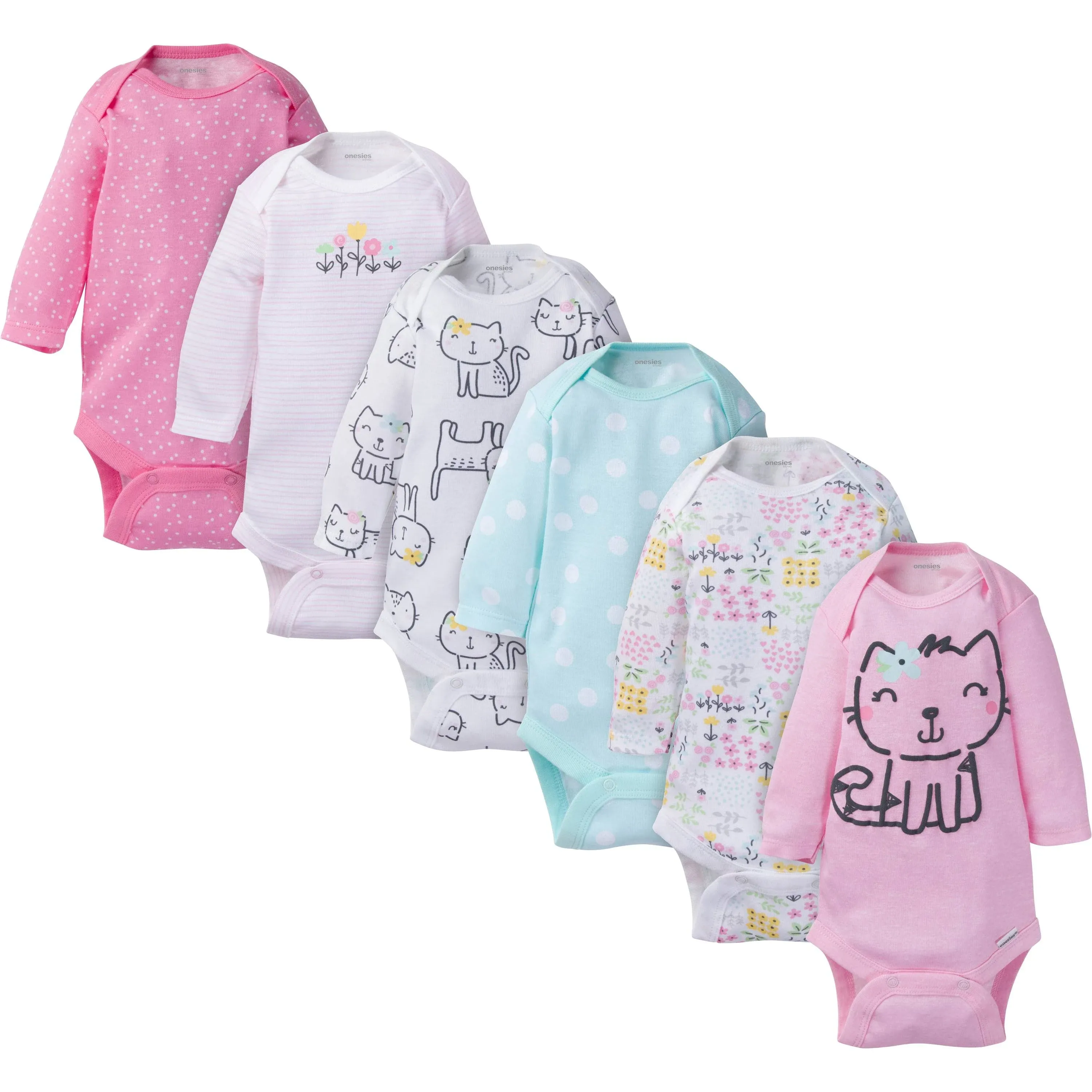 Gerber Baby Girls' Long Sleeve Onesies Bodysuits