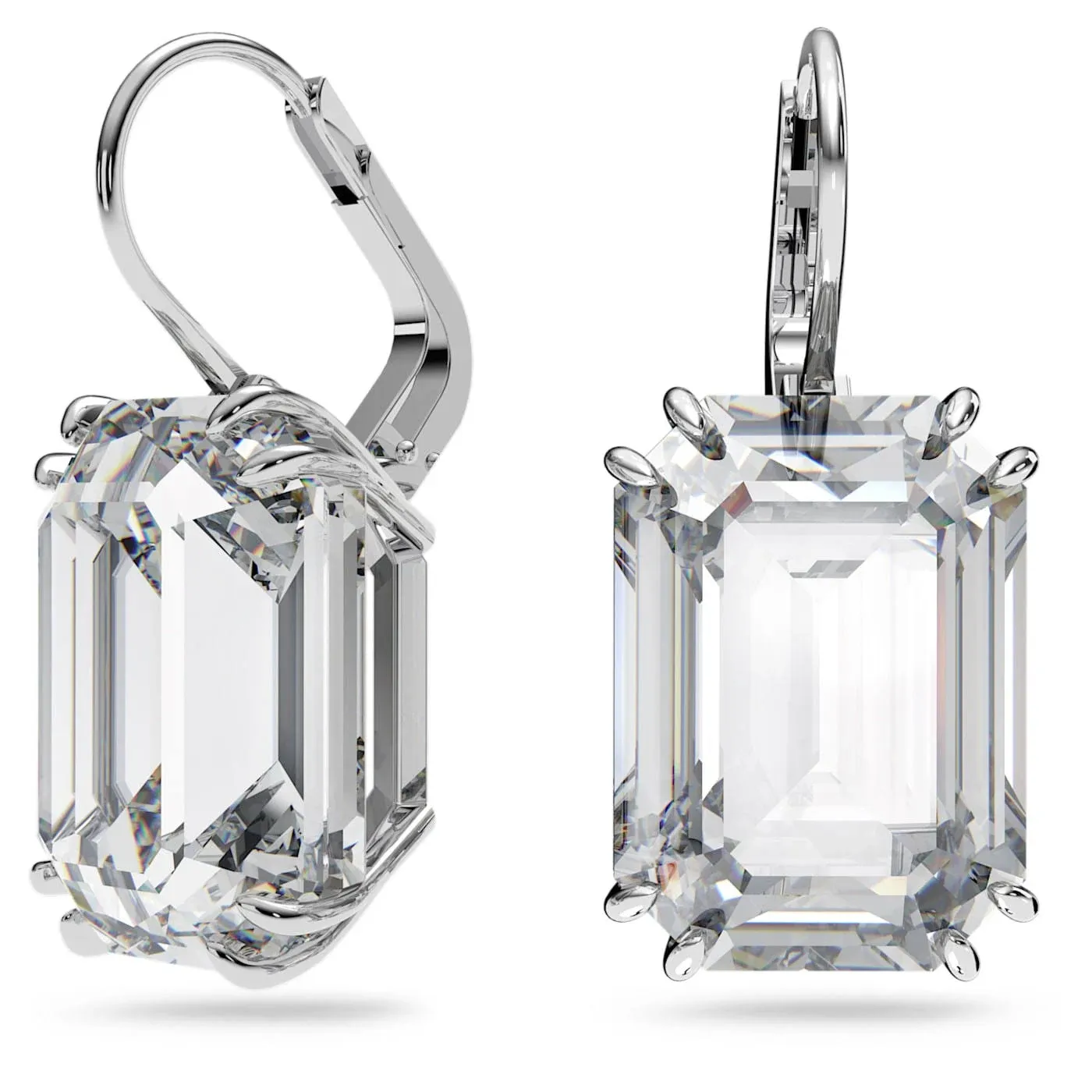 Swarovski Millenia Drop Earrings Octagon Cut, Gray, Rhodium Plated