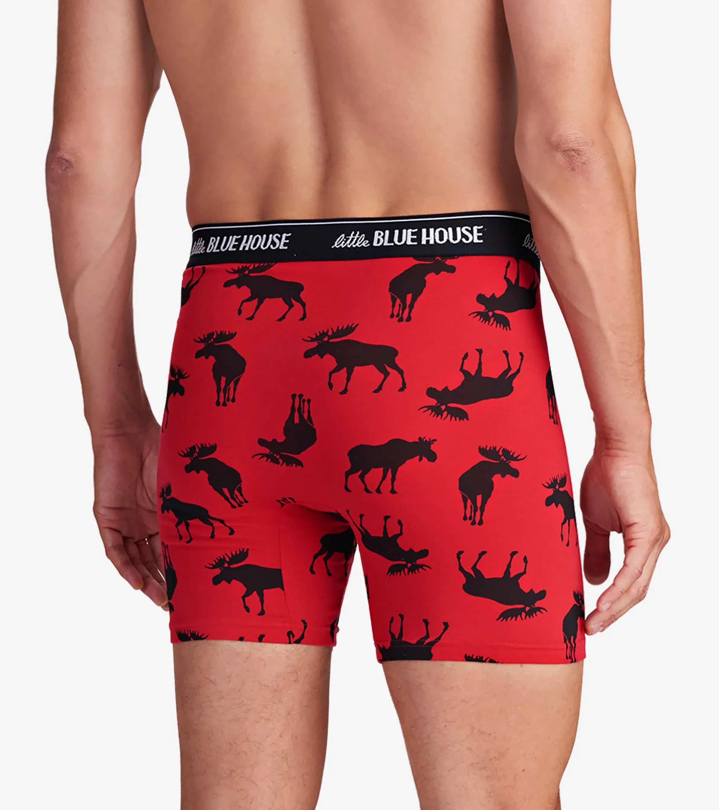 Little Blue House Moose on Red Men&#x27;s Boxer Briefs