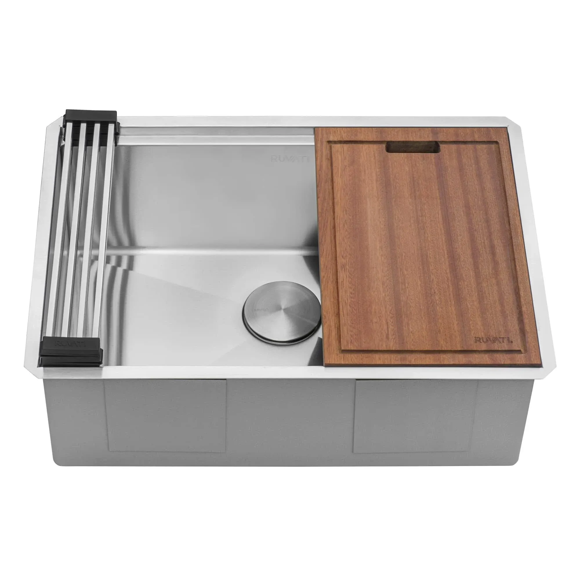 Ruvati 27-inch Workstation Rounded Corners Undermount Ledge Kitchen Sink with ...