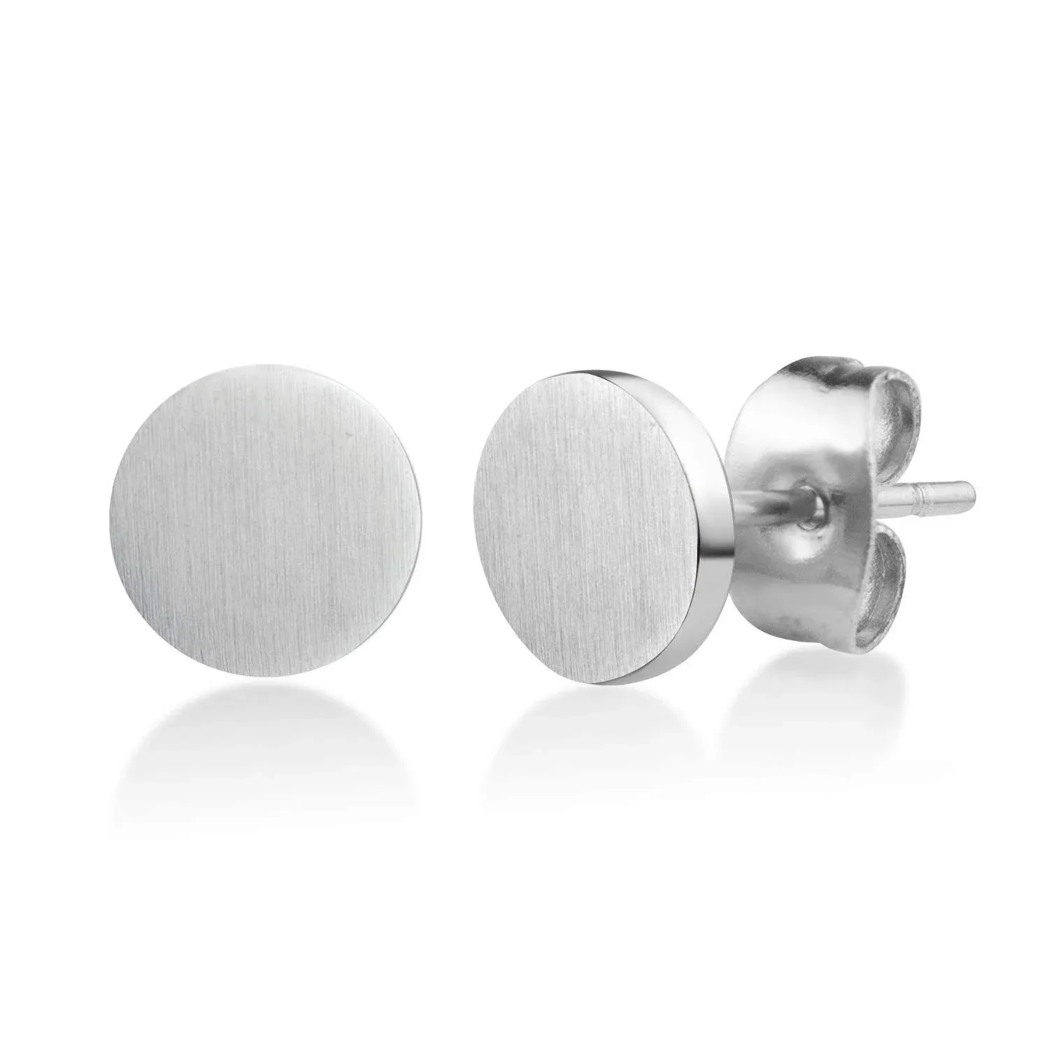 555Jewelry Stainless Steel Minimal Matte Circle Disc Womens Stud Earrings  | eBay