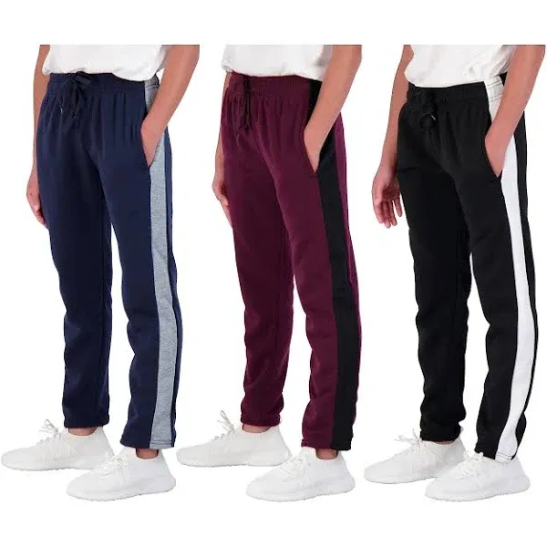 3 Pack: Boys Fleece Open Bottom Sweatpants Large / Set 8