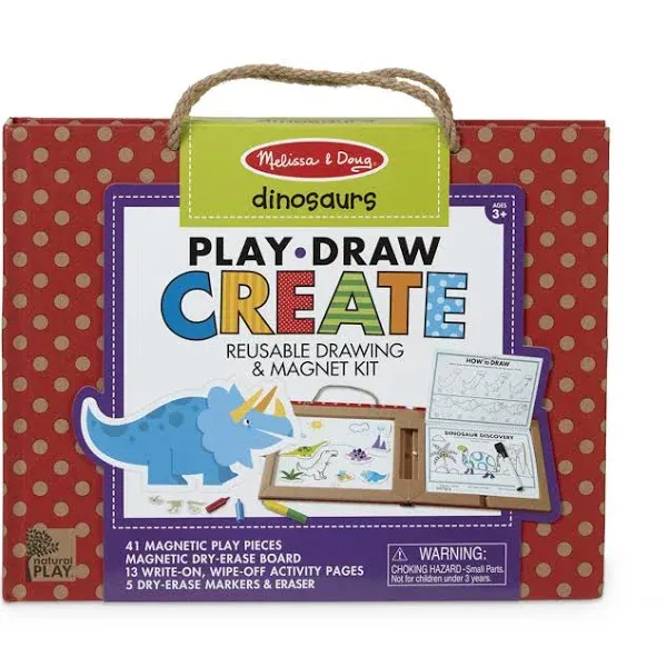 Melissa & Doug Play, Draw, Create Reusable Drawing & Magnet Kit - Dinosaurs