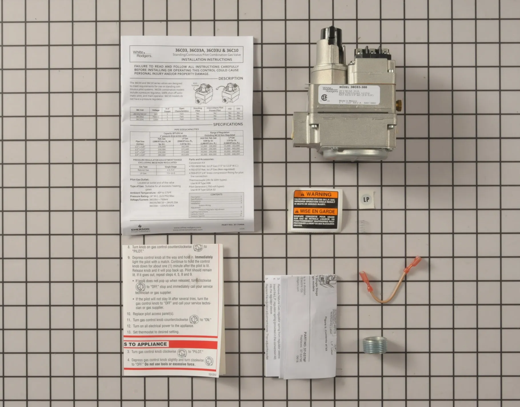 WHITE-RODGERS 36C03-300 Gas Valve,Fast Opening,230,00<wbr/>0 BtuH