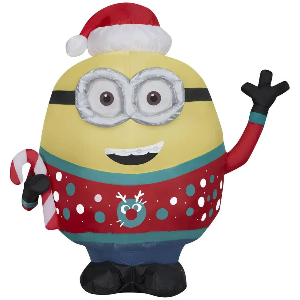 3.5' Gemmy Airblown Minions Otto w/Ugly Christmas Sweater Yard Decoration 117231