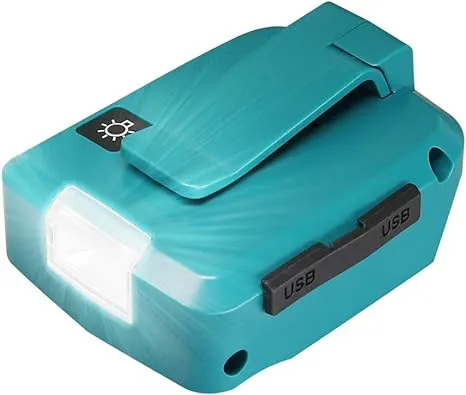 USB ADP05 Power Source for Makita 18v Battery Charger with 2 USB Ports and LED Light for 14.4v ~ 18v Battery Lithium-Ion