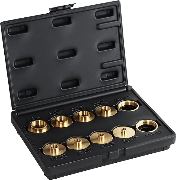 10-Piece Dct Brass Router Template Bushing Set with Carrying Case