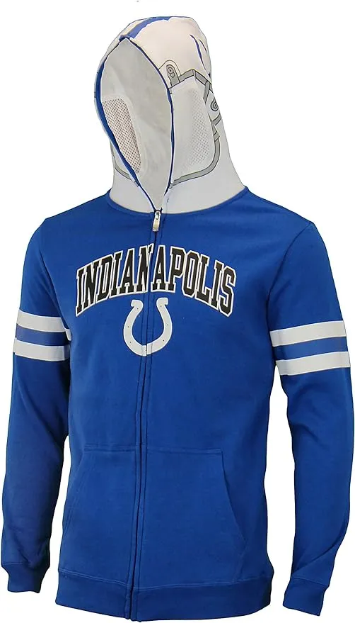 NFL Youth Indianapolis Colts Full Zip Helmet Masked Hoodie, Blue / Gray