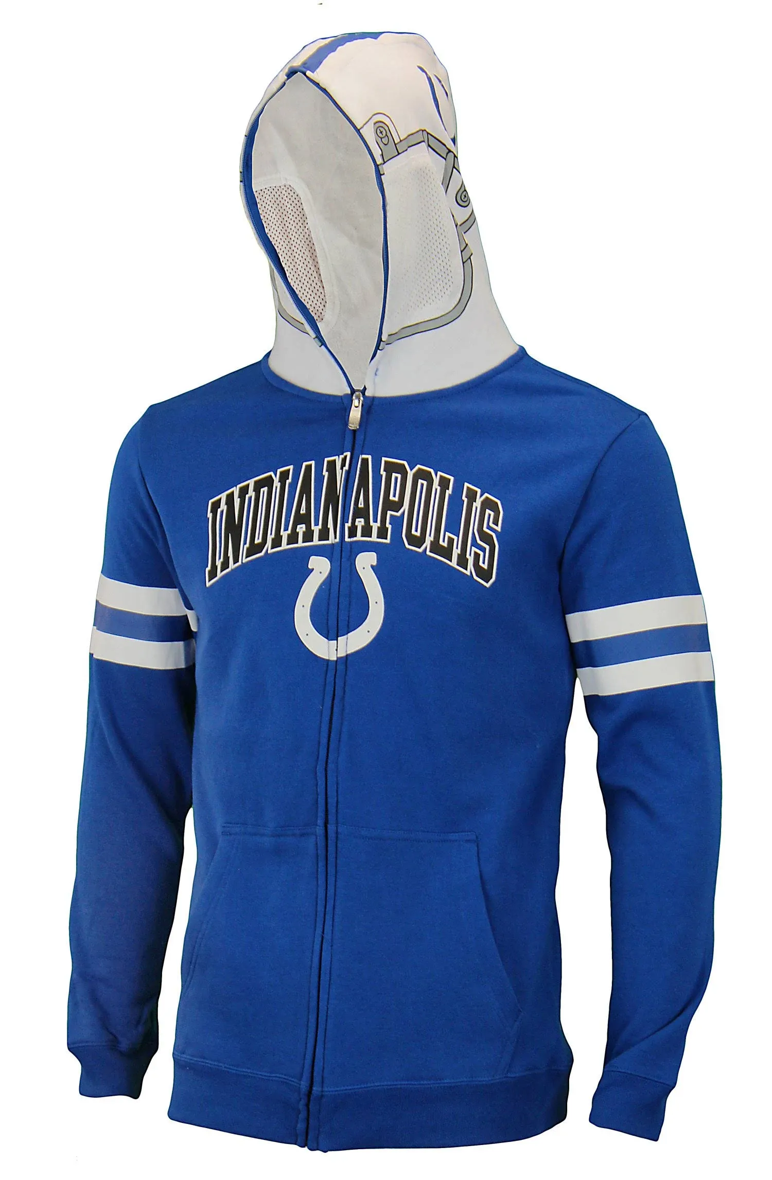 NFL Youth Indianapolis Colts Full Zip Helmet Masked Hoodie, Blue / Gray