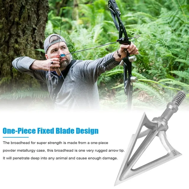 6 Pack Hunting Broadheads EEEkit 3 Fixed Blades Archery Broad Heads 100 Grain Screw-in Arrow Heads Arrow Tips Compatible with All Crossbows Recurve and Compound Bows