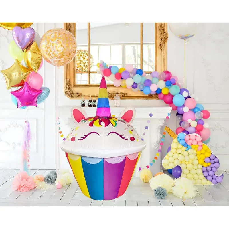 4 Foot Light Up Unicorn Inflatable Cupcake Polyester, Party Decoration for Ou...