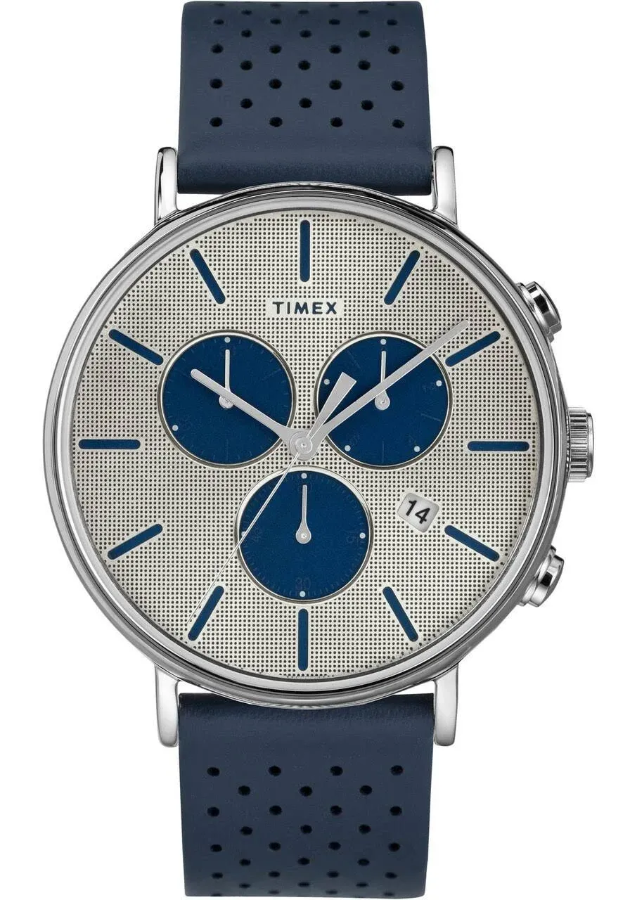 Timex Fairfield Supernova Chronograph 41mm Leather Strap Watch - Blue