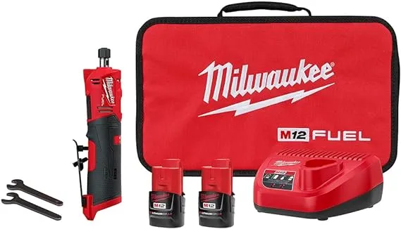 Milwaukee M12 FUEL 1/4 in. Straight Die Grinder 2 Battery Kit 2486-22