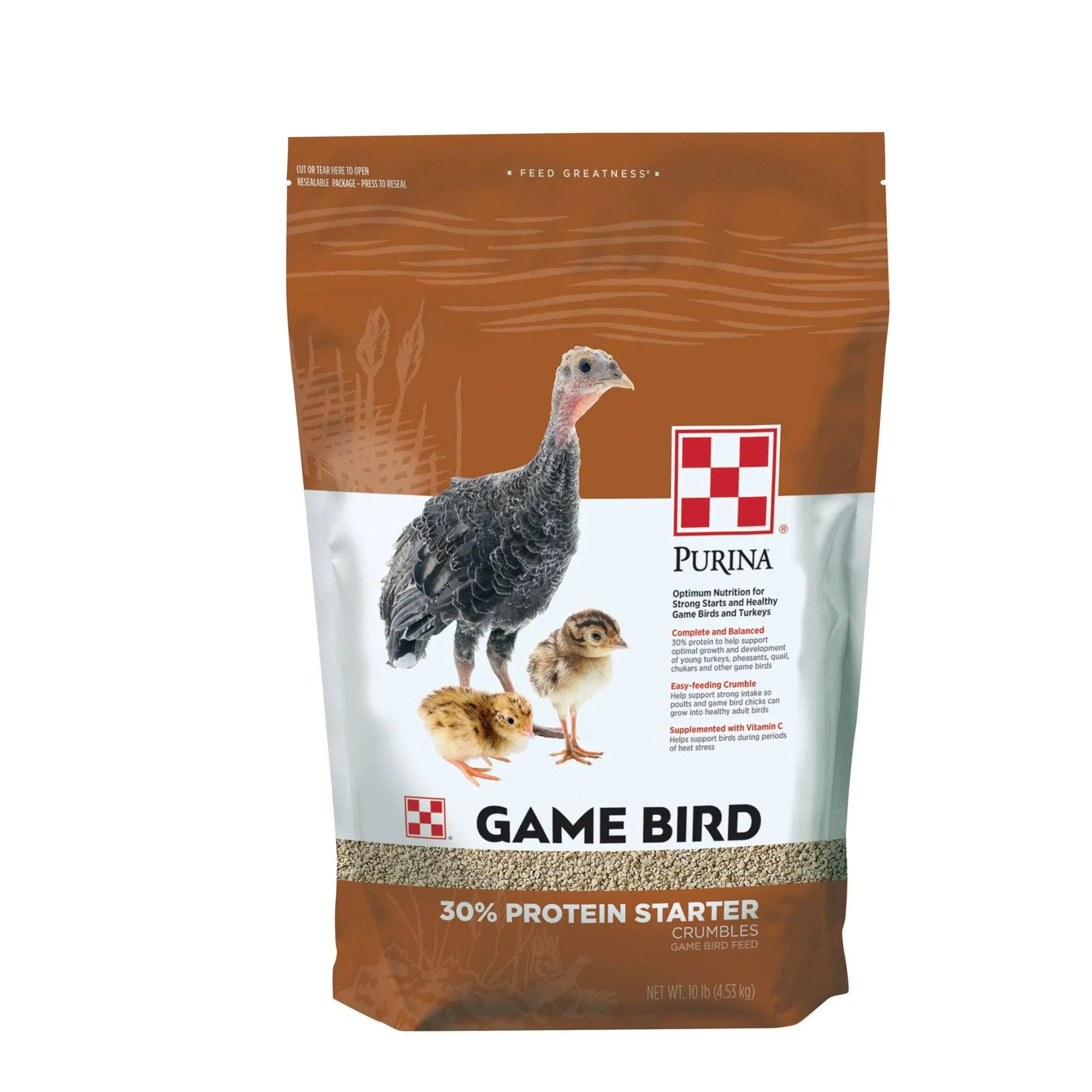 Purina 30% Protein Game Bird and Turkey Starter Feed, 10 lb.