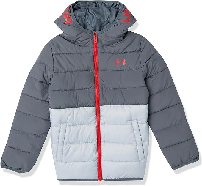 Little Boys' Pronto Colorblock Puffer Jacket - Black, 4, Under Armour