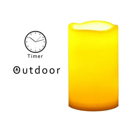 2 PCS Waterproof Outdoor Flameless Battery-operat<wbr/>ed LED Candles with Timer 3&#034;x5”