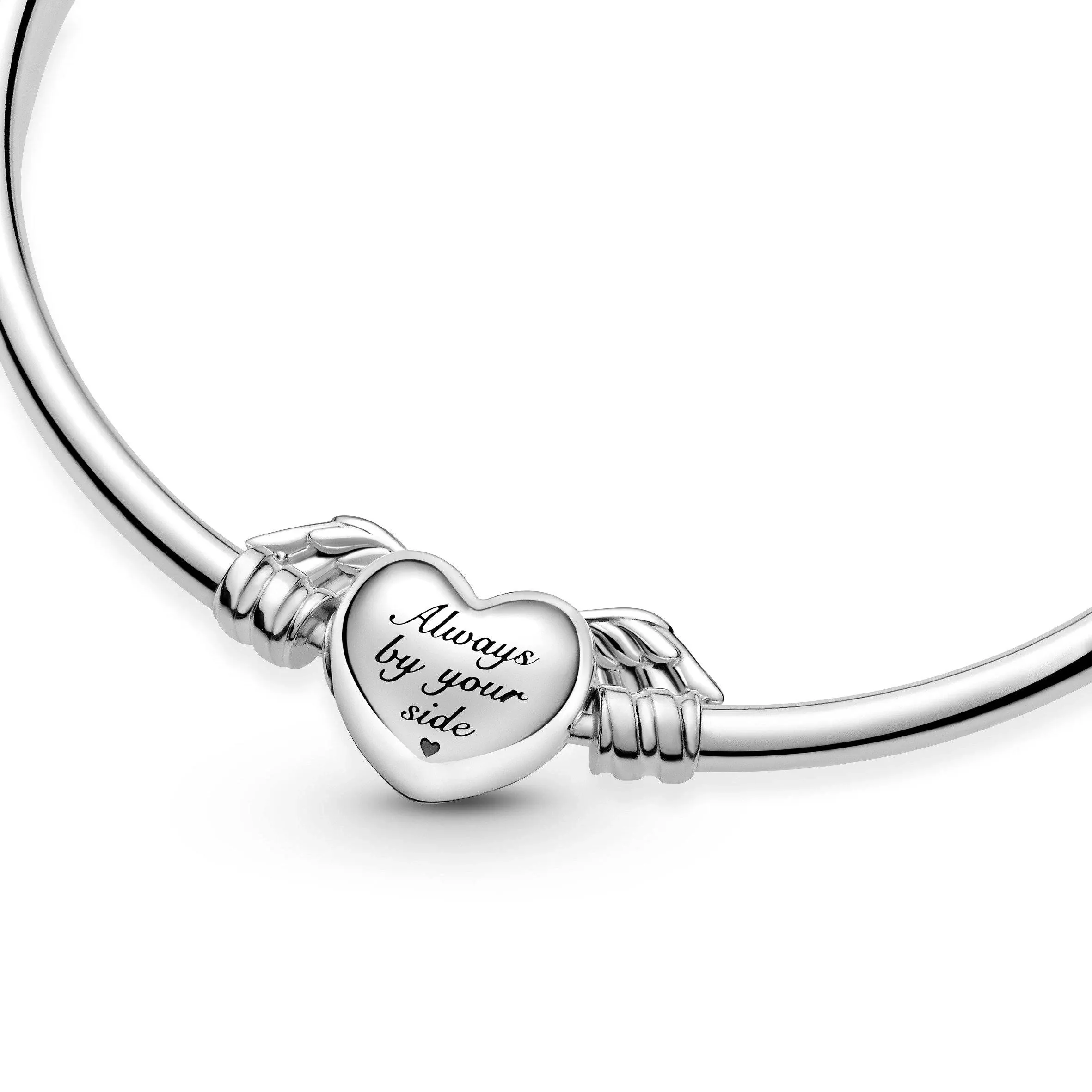 Pandora Moments Silver Bangle Bracelet Logo Heart Clasp 596268-21