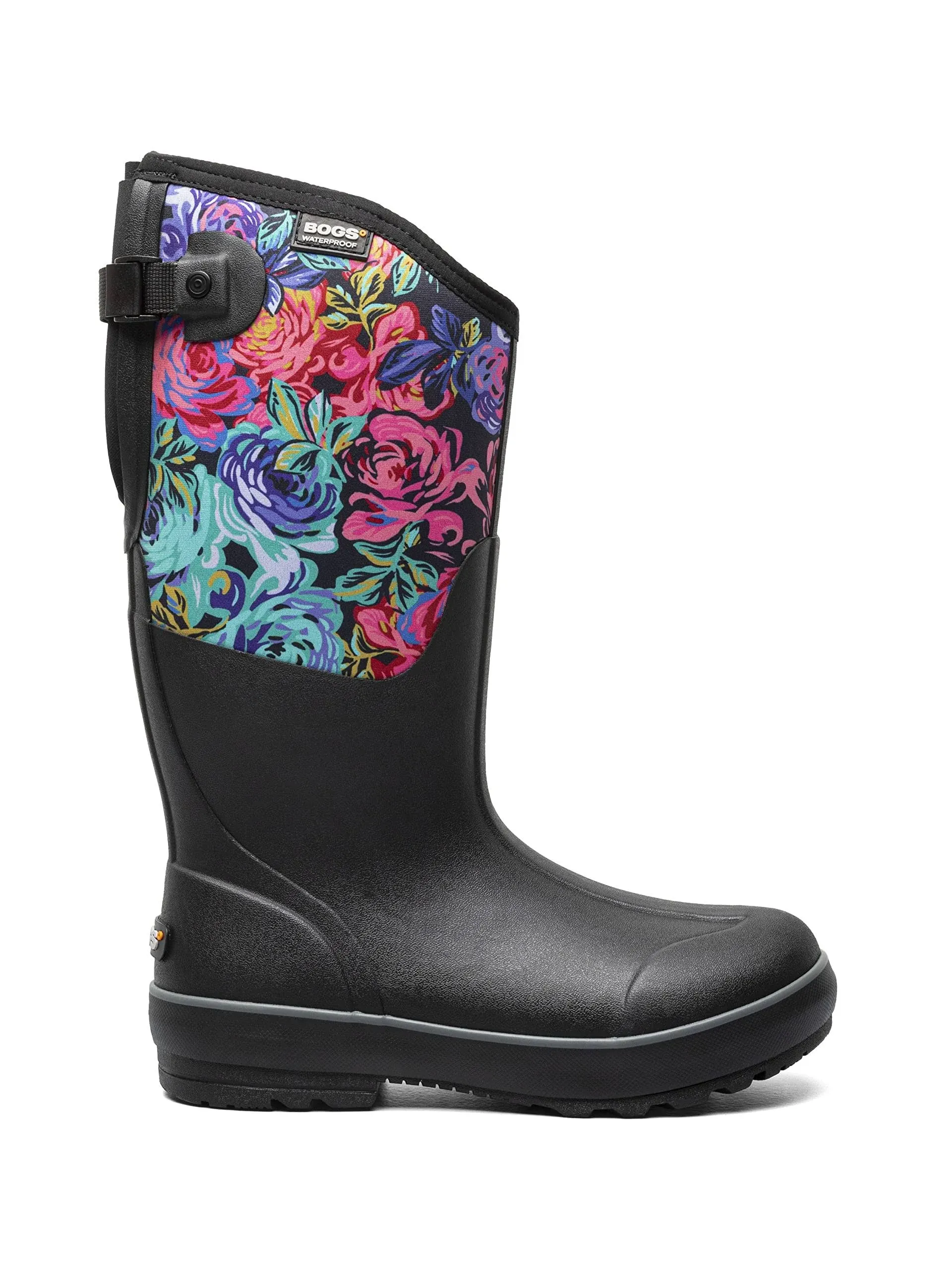 Bogs Women's Classic II Tall Adjustable Calf - Rose Garden 8 Black Multi