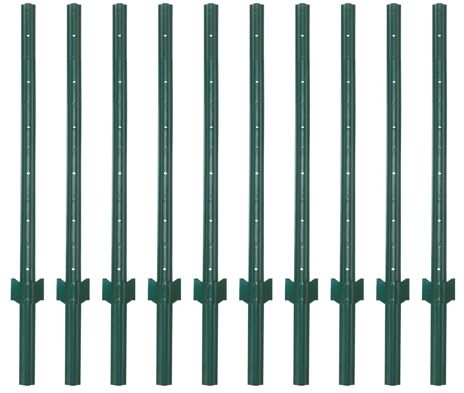 VASGOR 4 Feet Sturdy Duty Metal Fence Post Garden U Post for Fencing - 10 Pack