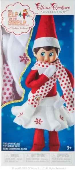 The Elf on the Shelf Claus Couture Snowflake Skirt and Scarf Set, Red/White