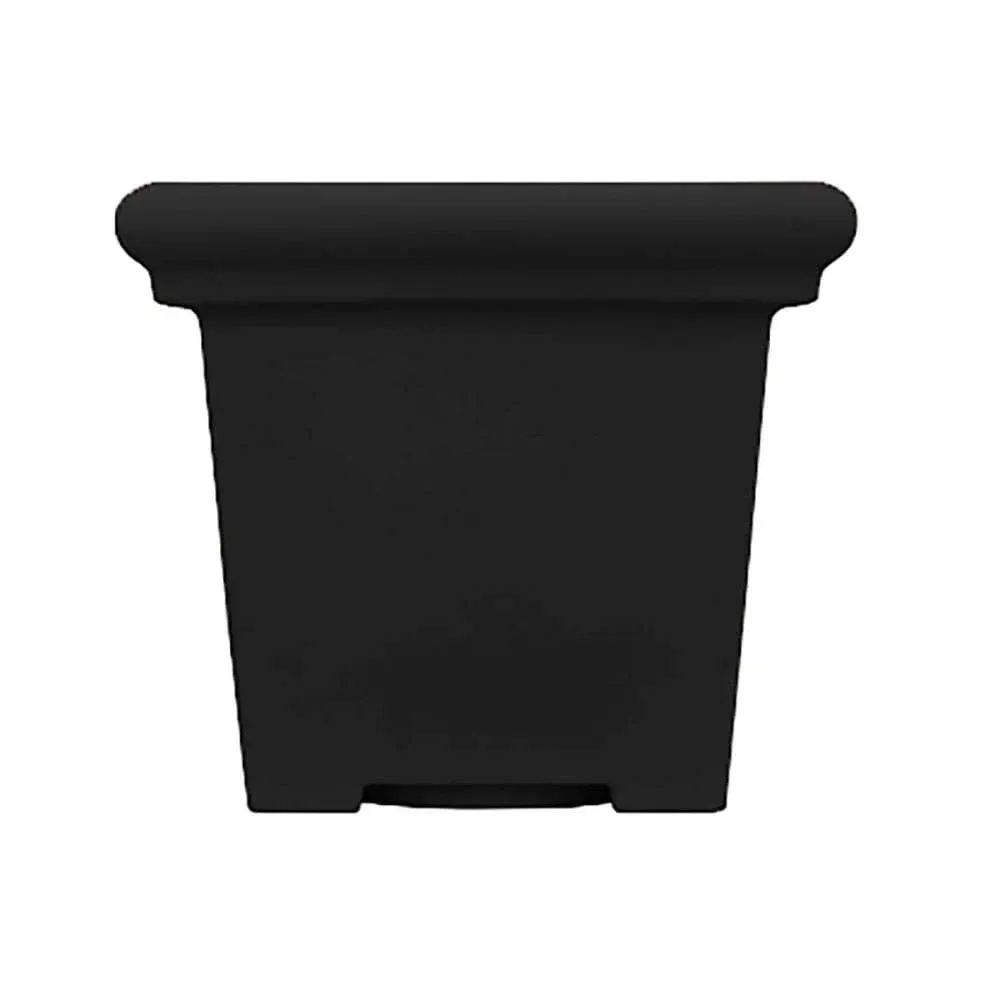 HC Companies 24 inch Terrazzo Square Garden Tree Planter Pot Container, Black