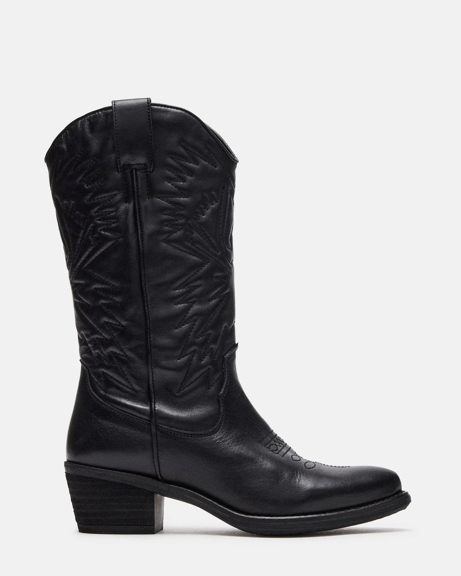 Steve Madden Women's Hayward Western Boot 8 Black Leather