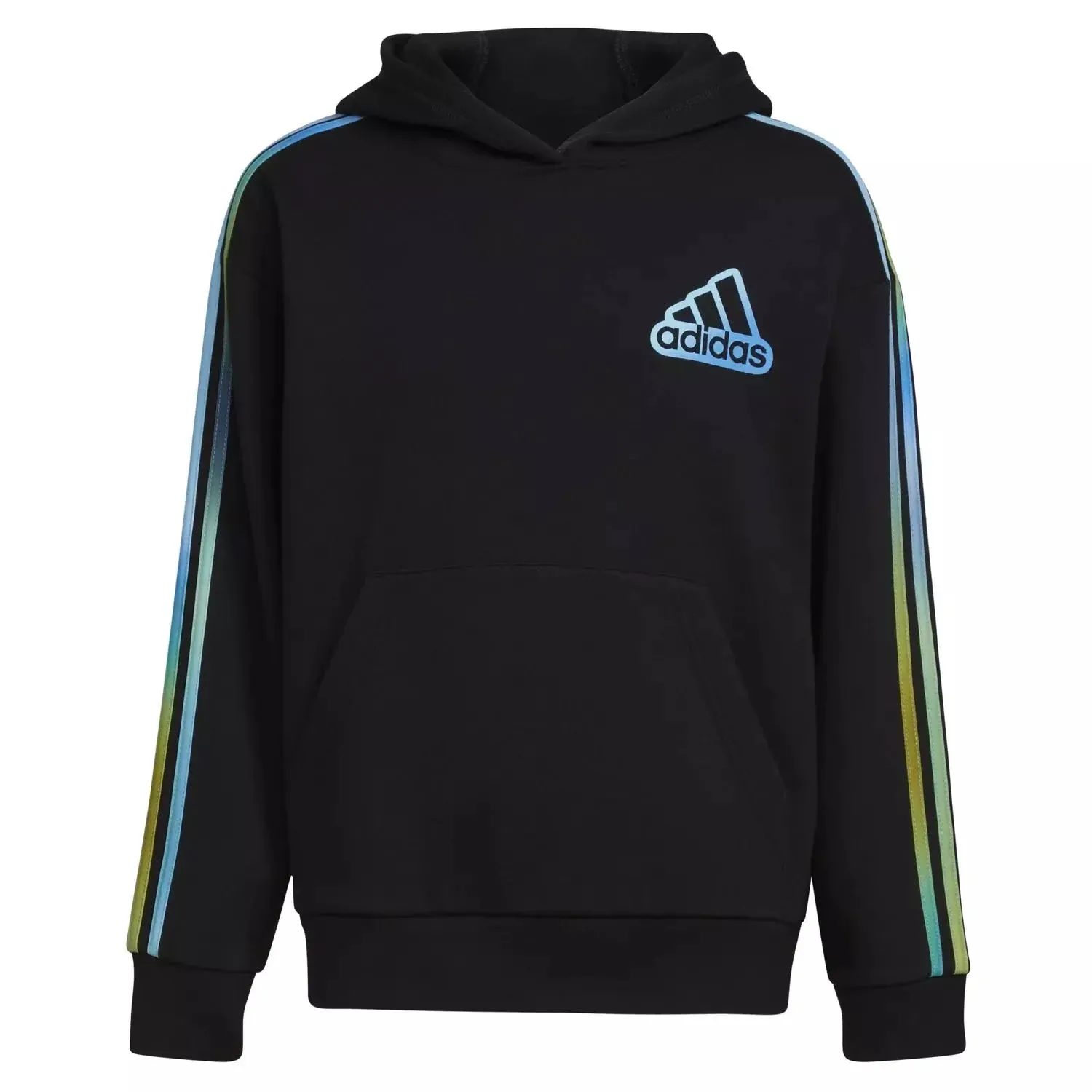 Adidas Big Boys Long Sleeve Game Fade 3 Stripes Pullover Hoodie - Black W Blue ...