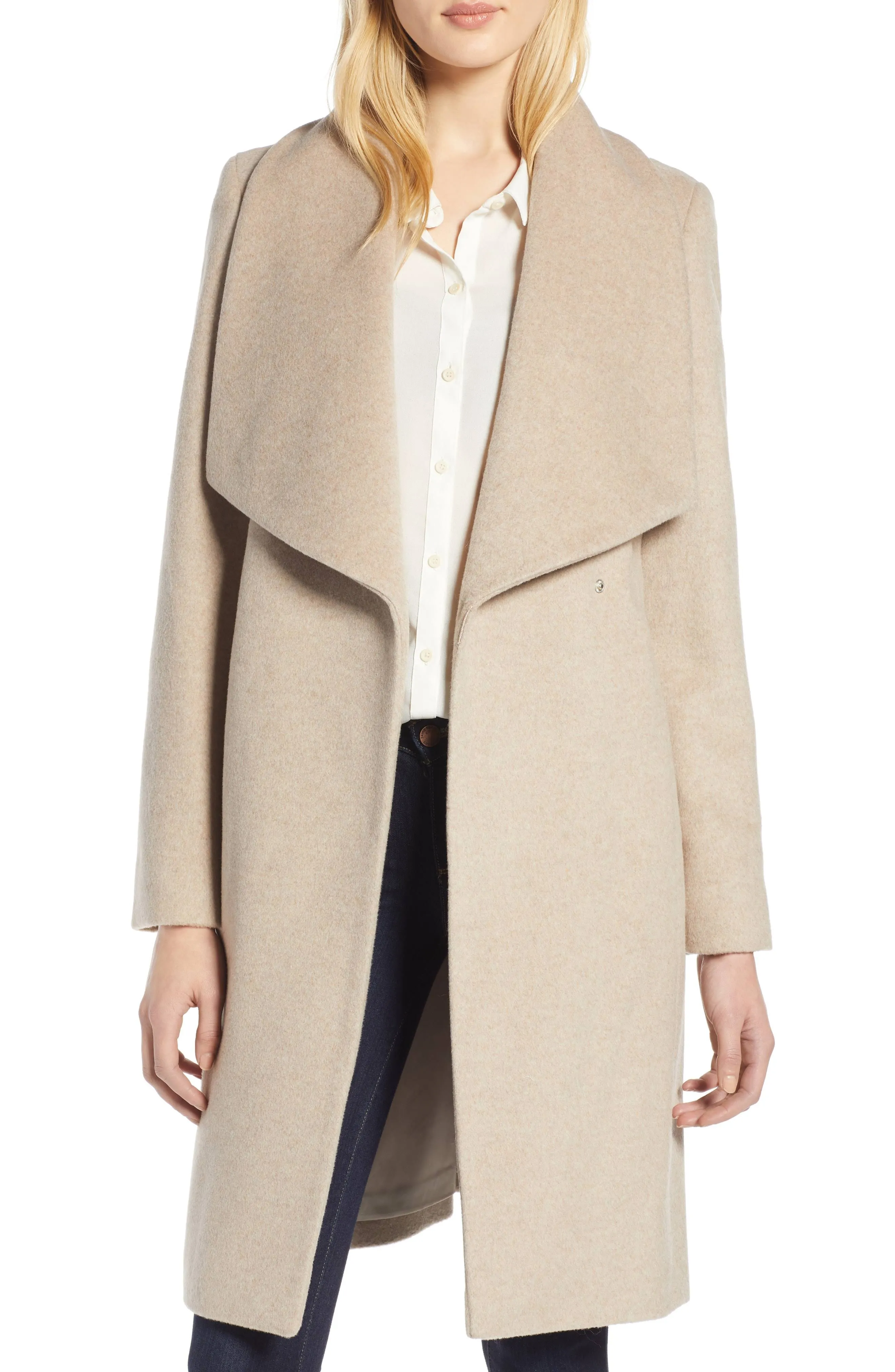 Cole Haan Women's Belted Wool Classically Elegant Coat for Year-Round Style